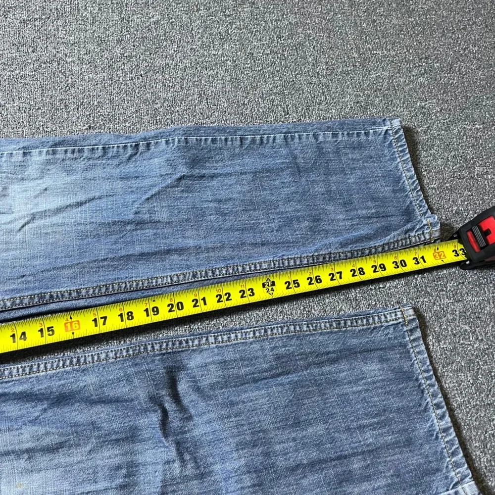 Levi's 505 Straight Fit Jeans 33x34 Blue Distressed Denim Mens Pants Nice Wash